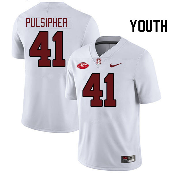 Youth #41 Anson Pulsipher Stanford Cardinal 2024 ACC Conference College Football Jerseys Stitched-Wh